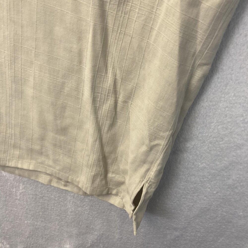 NWT Joseph & Feiss 100% Silk Button Up Shirt Mens 3XL Beige Classic Short Sleeve - Picture 9 of 13